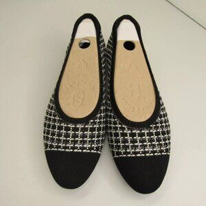 NEW VIIVAIA Women's Almond -Toe Tamia 2.0 Black Tweed Ballet Flats Size 8-8.5